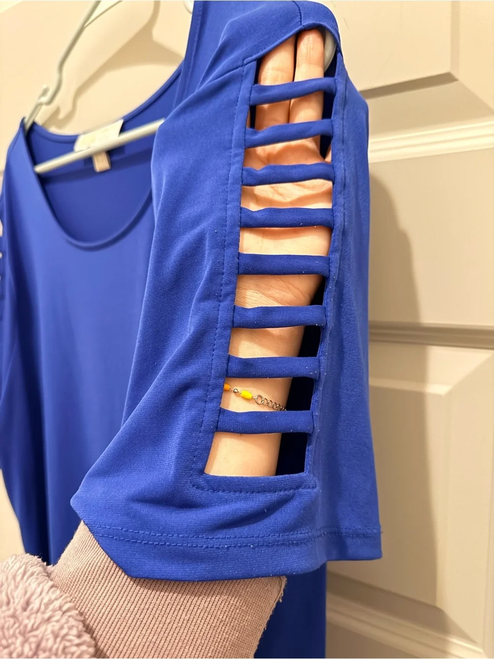 Michael Kors Electric Blue Cold-Shoulder Ladder Sleeve Tunic